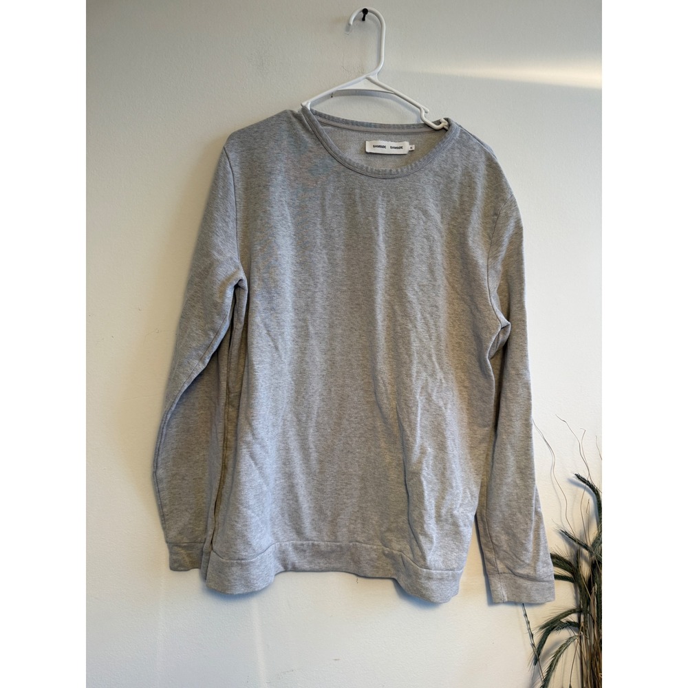 Samsoe Samsoe Crew Neck Sweatshirt Mens XL Light Grey Melange Organic‎ Cotton